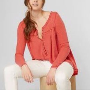 Free People Kai long sleeve Henley waffle‎ weave sz M